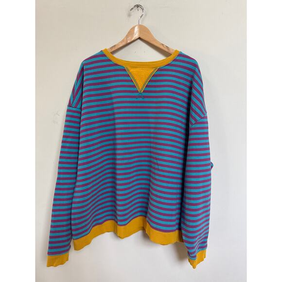 Natural Life Tops - Natural Life Oversized Striped Crewneck Sweatshirt Boho Preppy Rugbyish L/XL